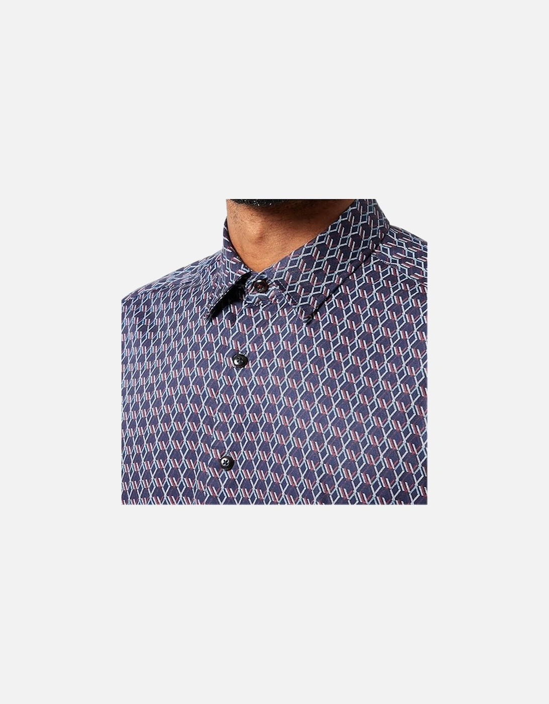 Mens L/S Pattern Shirt (Navy)