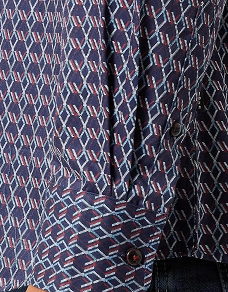 Mens L/S Pattern Shirt (Navy)