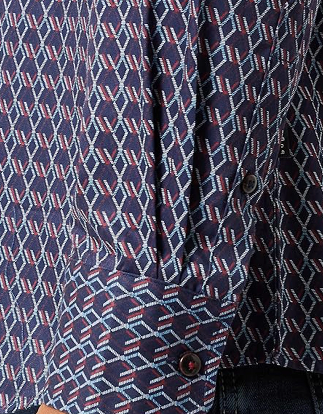 Mens L/S Pattern Shirt (Navy)