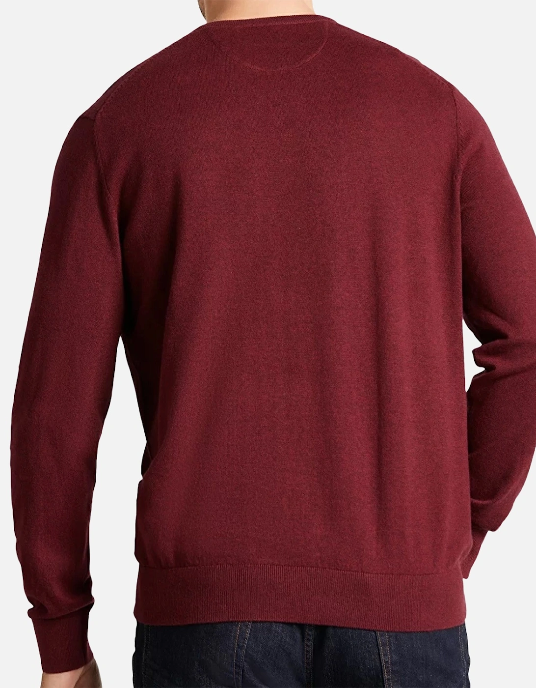Mens Cotton Cashmere V Neck Sweatshirt (Wine)