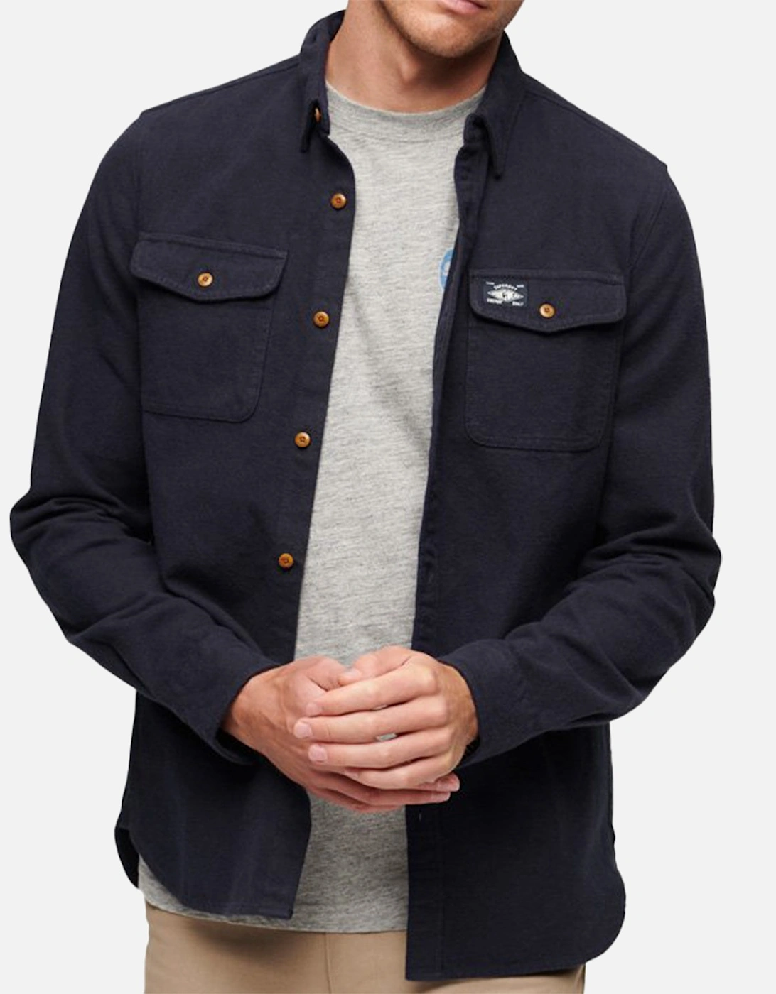 Mens Flannel Workwear Shirt (Navy)