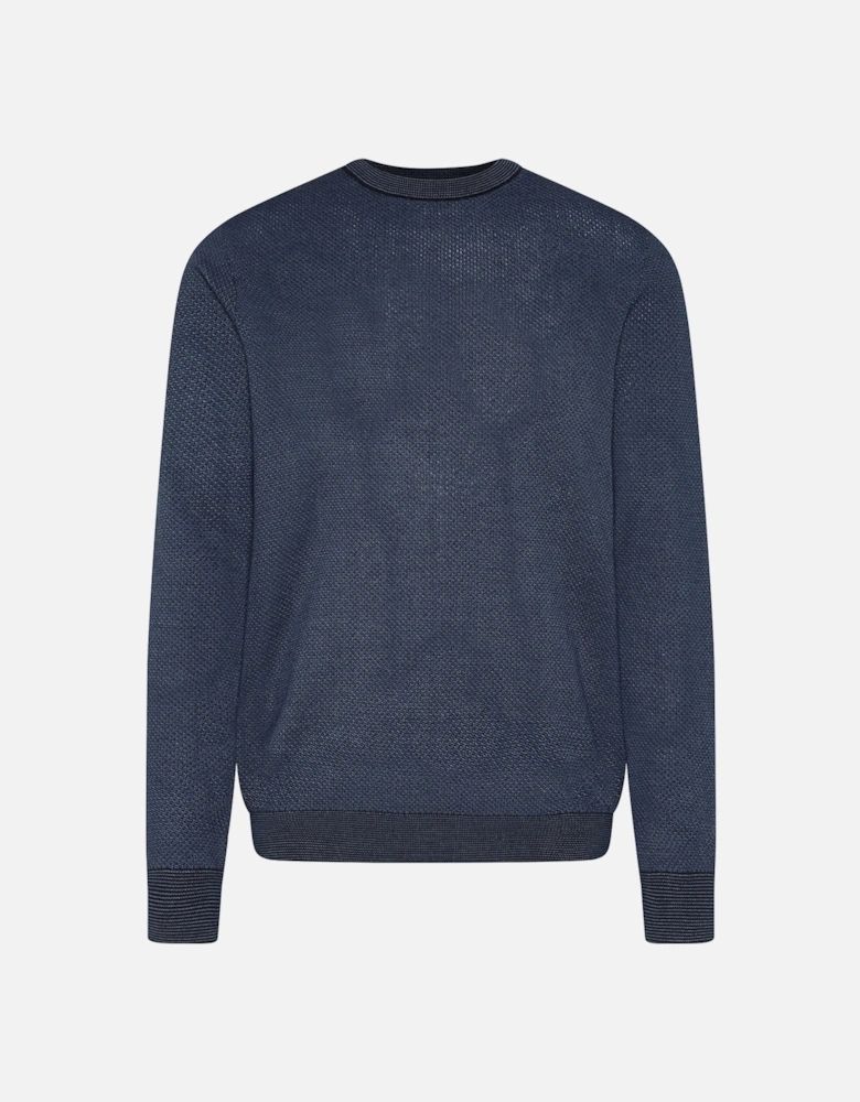 Mens Weave Crew Knit Sweatshirt (Blue)