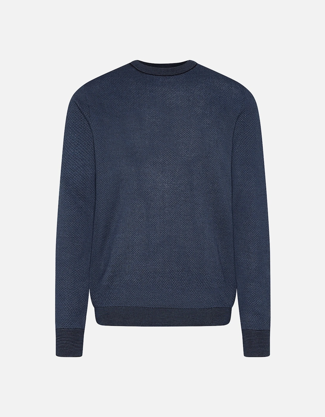 Mens Weave Crew Knit Sweatshirt (Blue), 8 of 7