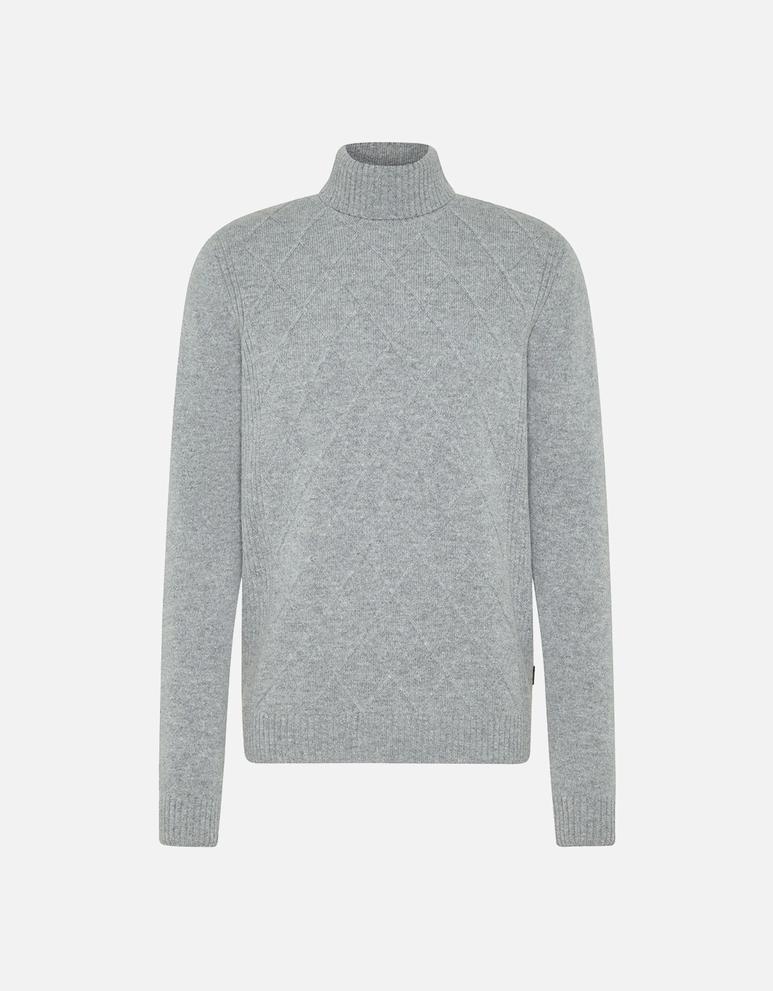 Mens Roll Neck Knit Sweatshirt (Grey), 8 of 7