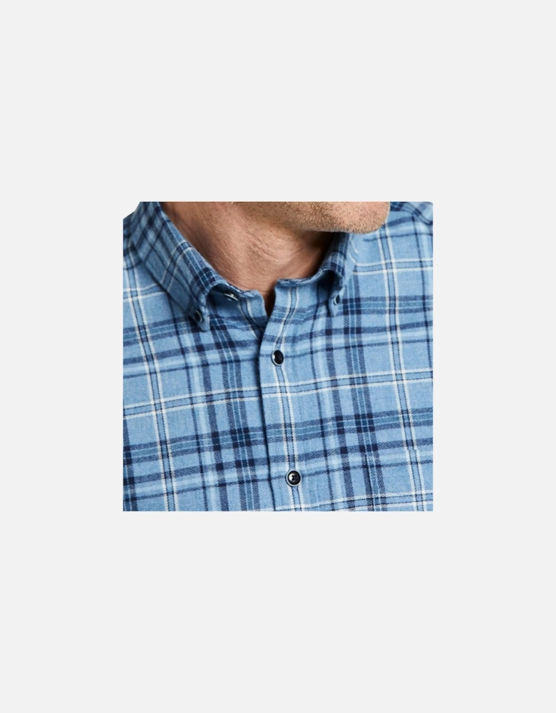 Mens Brushed Check Shirt (Blue)