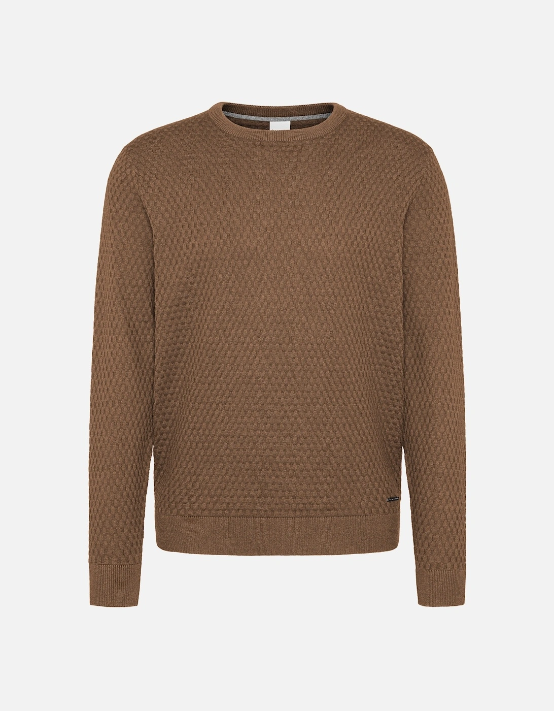 Mens Self Pattern Crew Knit Sweatshirt (Beige), 8 of 7