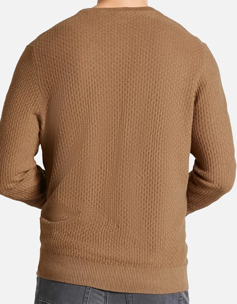 Mens Self Pattern Crew Knit Sweatshirt (Beige)