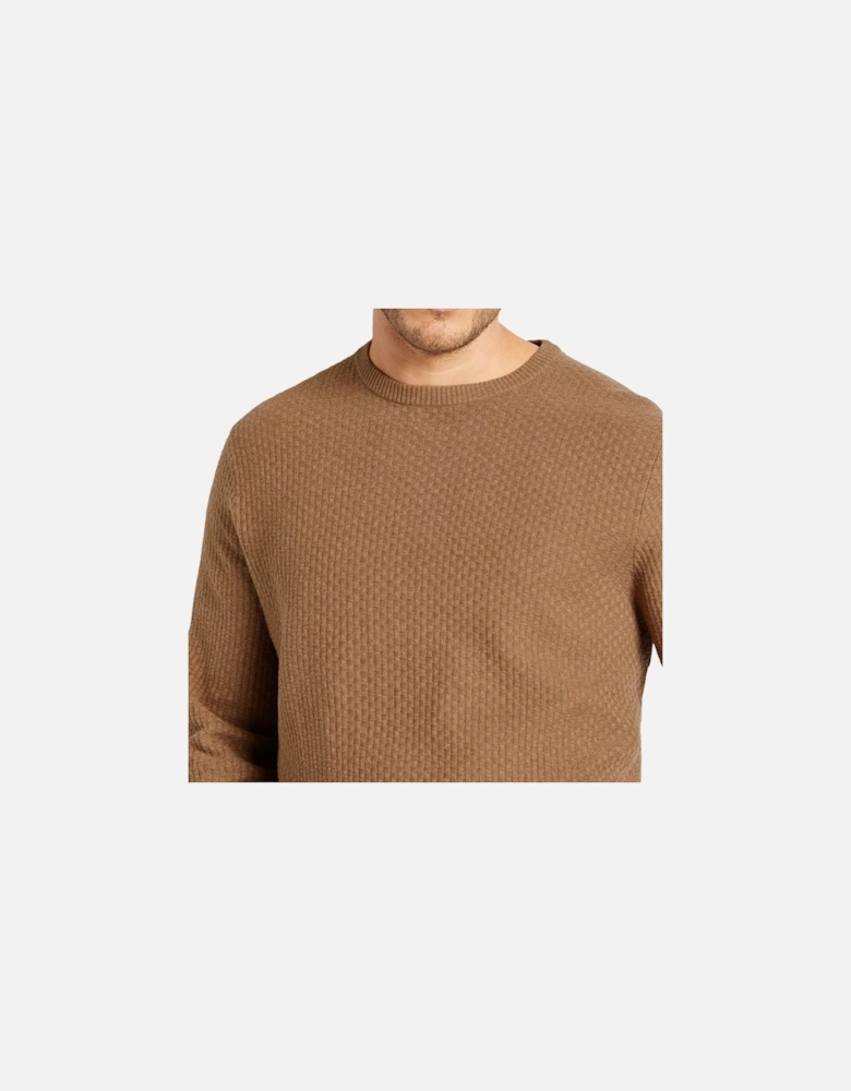 Mens Self Pattern Crew Knit Sweatshirt (Beige)