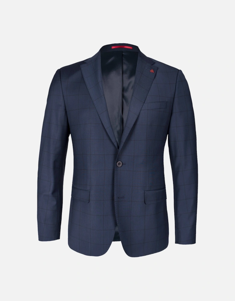 Mens Check Suit Jacket (Blue)