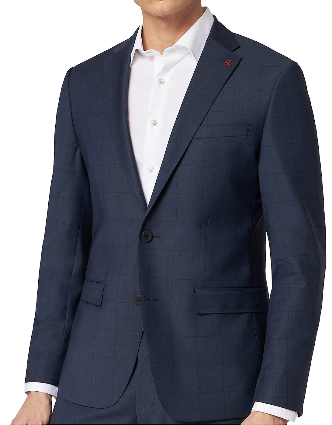 Mens Check Suit Jacket (Blue)