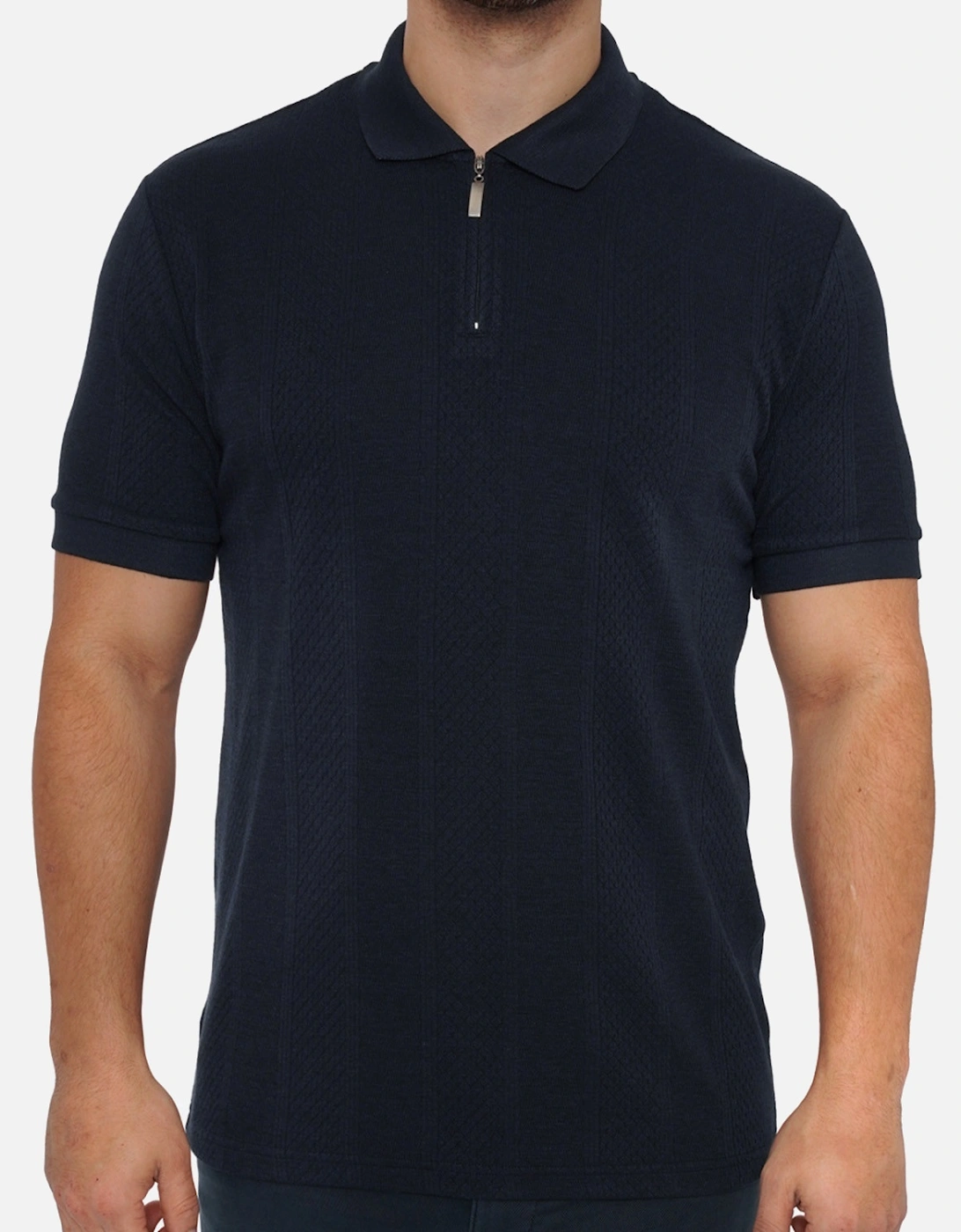 Mens Half Zip Short Sleeve Polo Shirt (Navy), 8 of 7