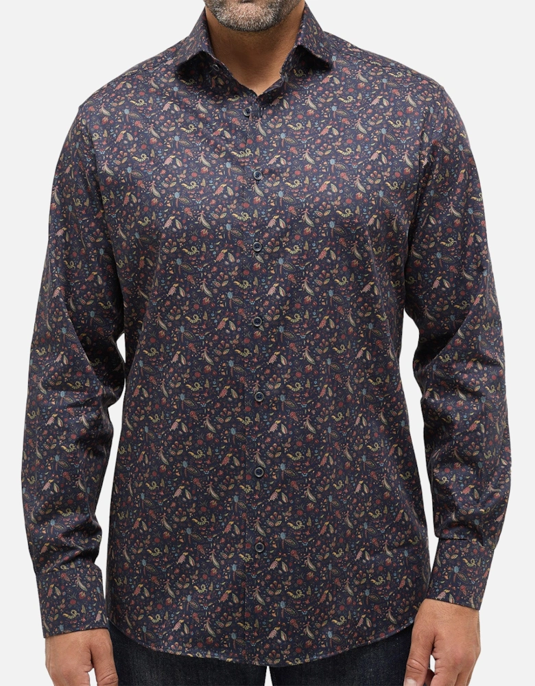 Mens Insect Print Modern Fit Shirt (Navy)