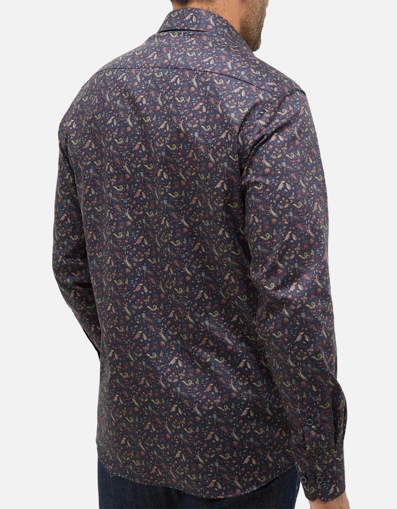Mens Insect Print Modern Fit Shirt (Navy)