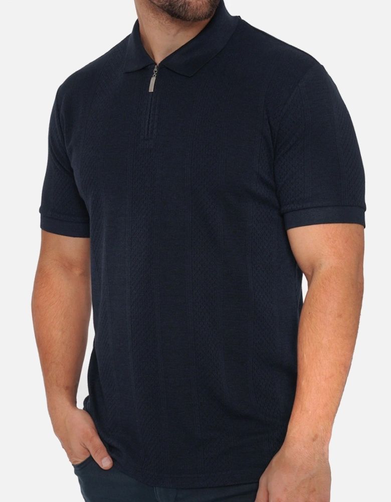 Mens Half Zip Short Sleeve Polo Shirt (Navy)