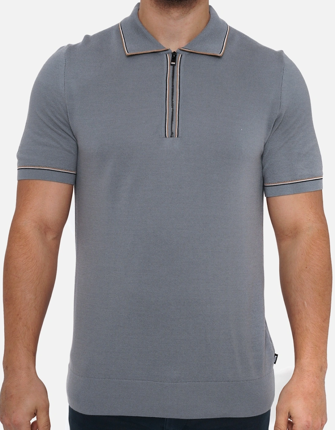 Mens Oleonardo Half Zip Polo Shirt (Grey), 8 of 7