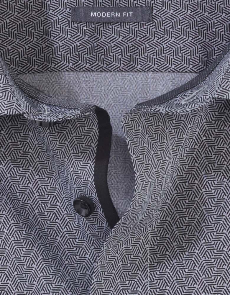 Mens Geometric Pattern Business Shirt (Grey)