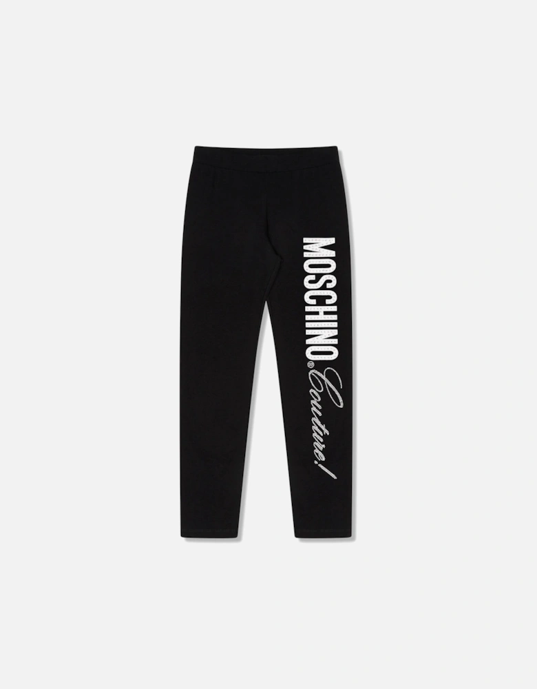 Juniors Diamante Logo Leggings (Black)