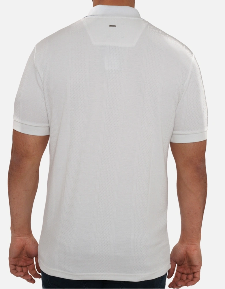 Mens Half Zip Short Sleeve Polo Shirt (White)