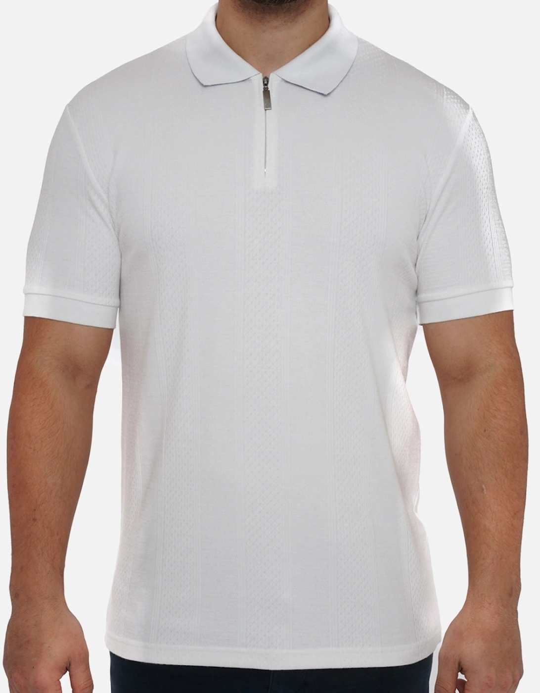 Mens Half Zip Short Sleeve Polo Shirt (White), 8 of 7