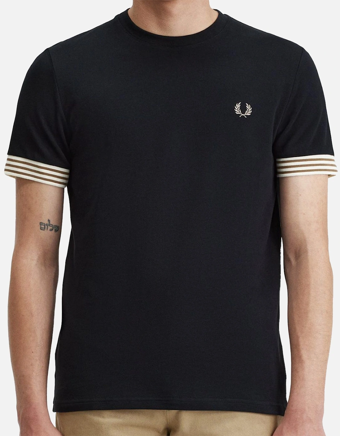 Mens Striped Cuff T-Shirt (Black)