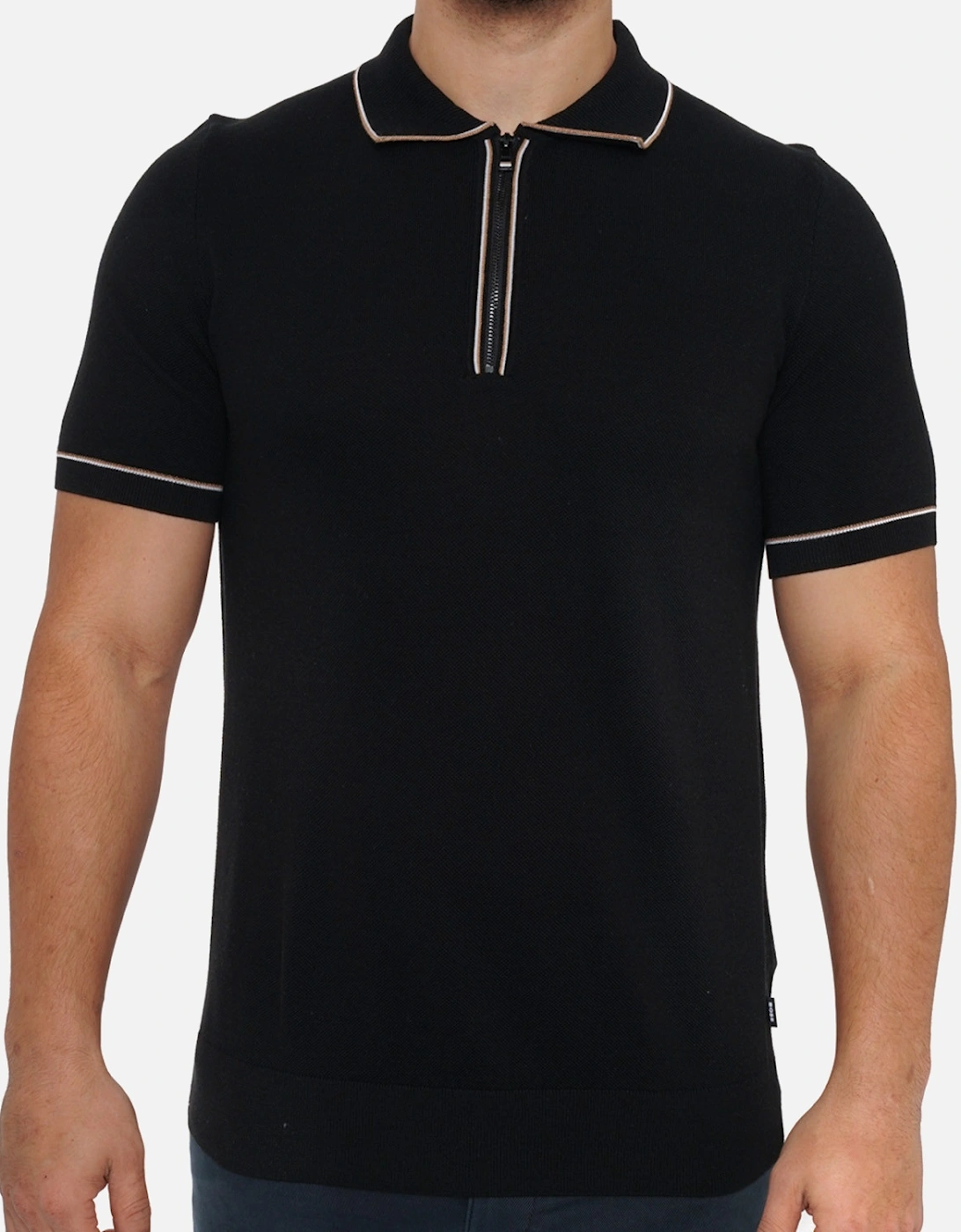 Mens Oleonardo Half Zip Polo Shirt (Black), 8 of 7