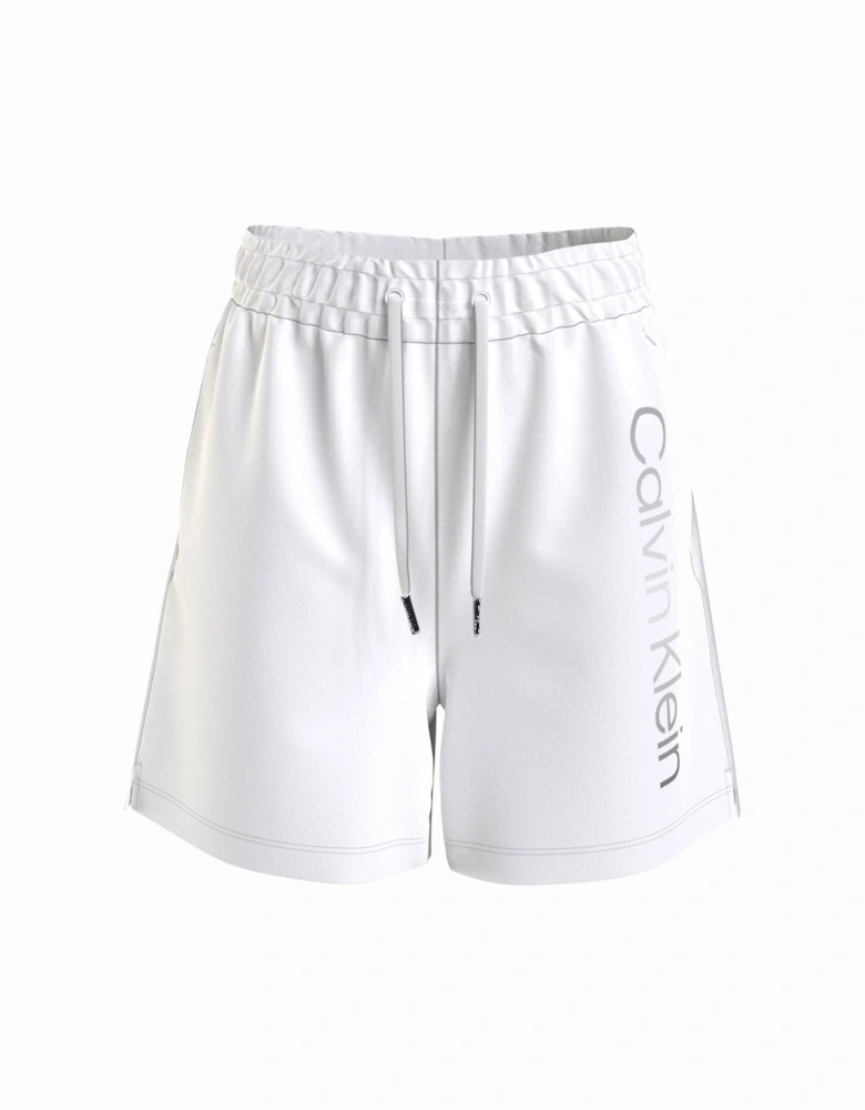 Girls Juniors Silver Logo Shorts (White)