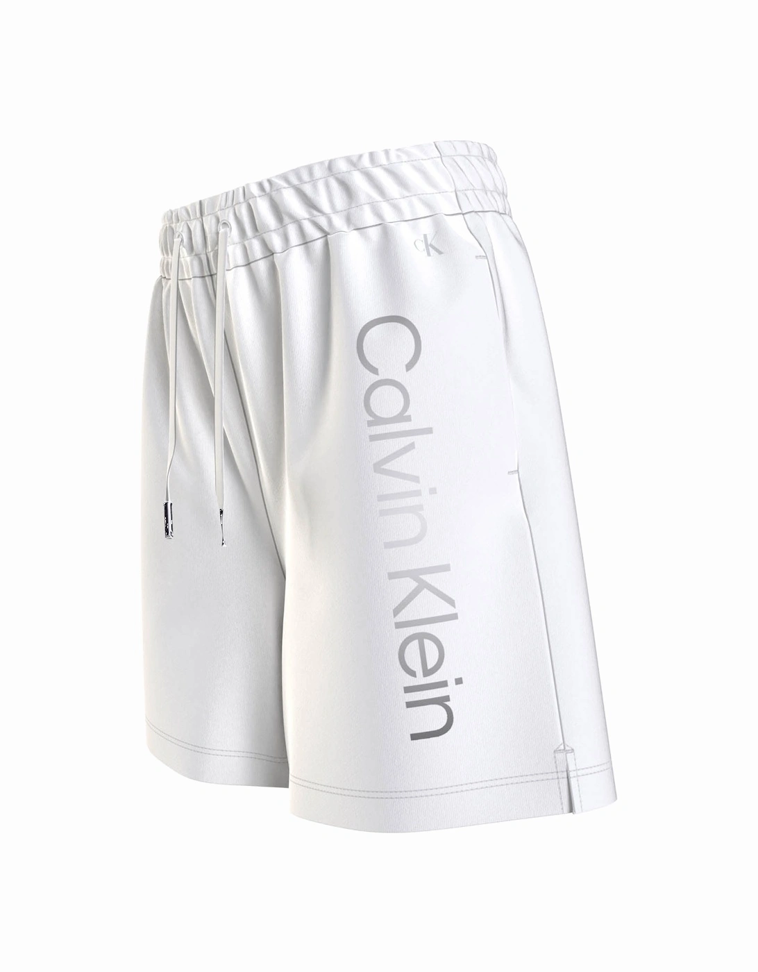 Girls Juniors Silver Logo Shorts (White)