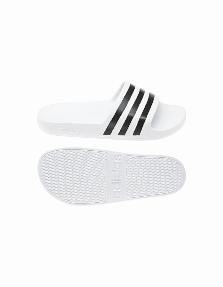 Unisex Adults Adilette Aqua Slides (White/Black)