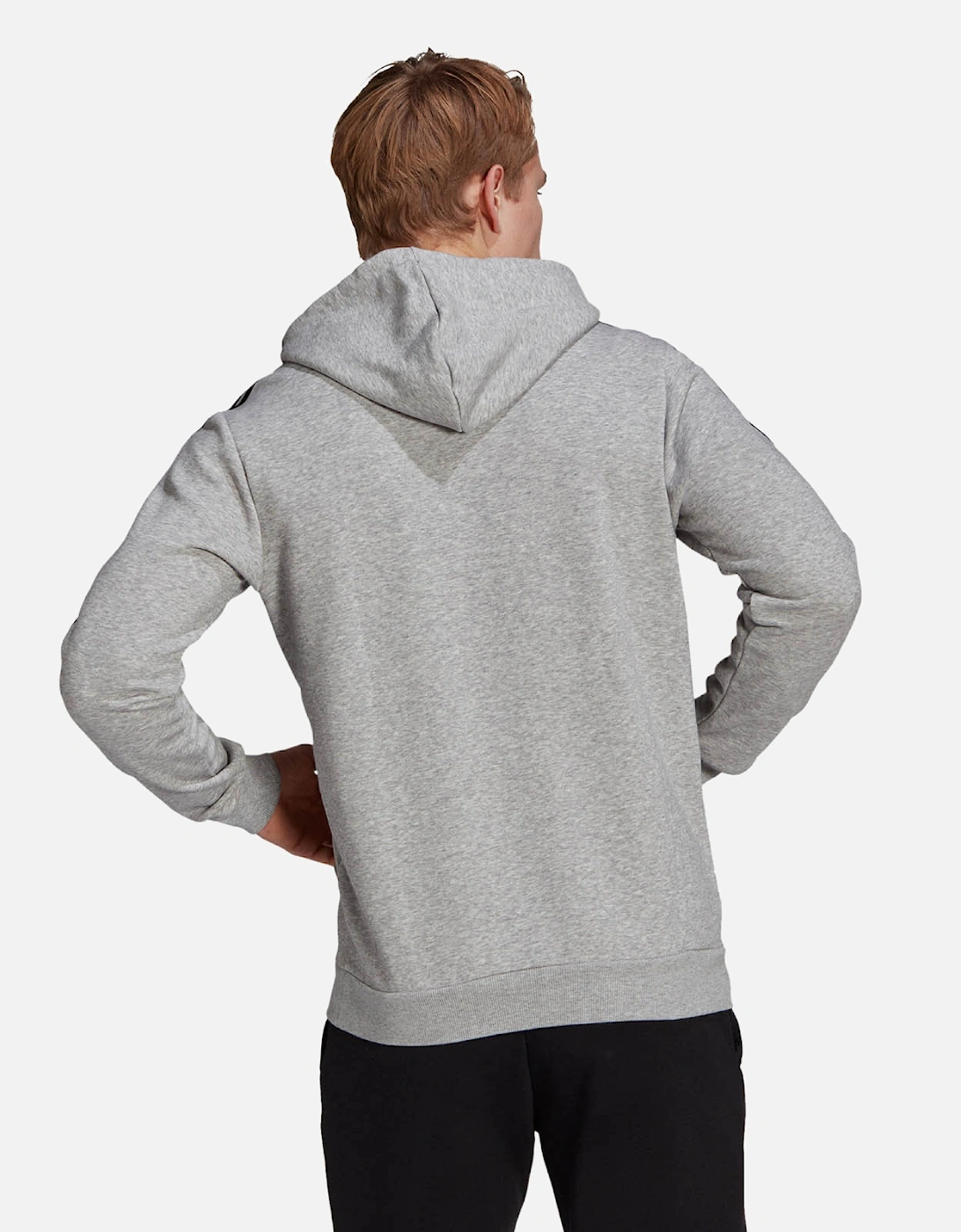 Mens 3 Stripe Overhead Hoodie (Grey)