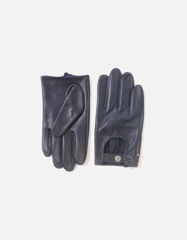 Mens Jannick Leather Car Gloves (Navy)