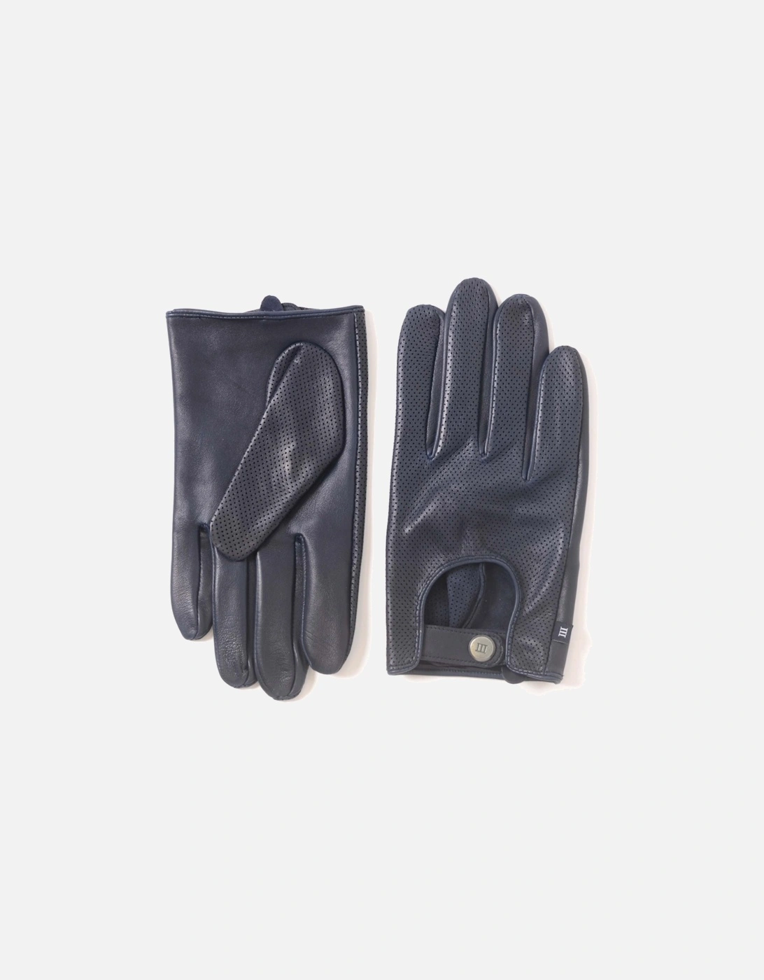 Mens Jannick Leather Car Gloves (Navy), 2 of 1