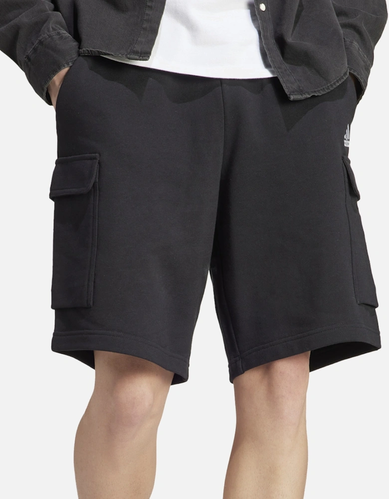 Mens Fleece Cargo Shorts (Black)