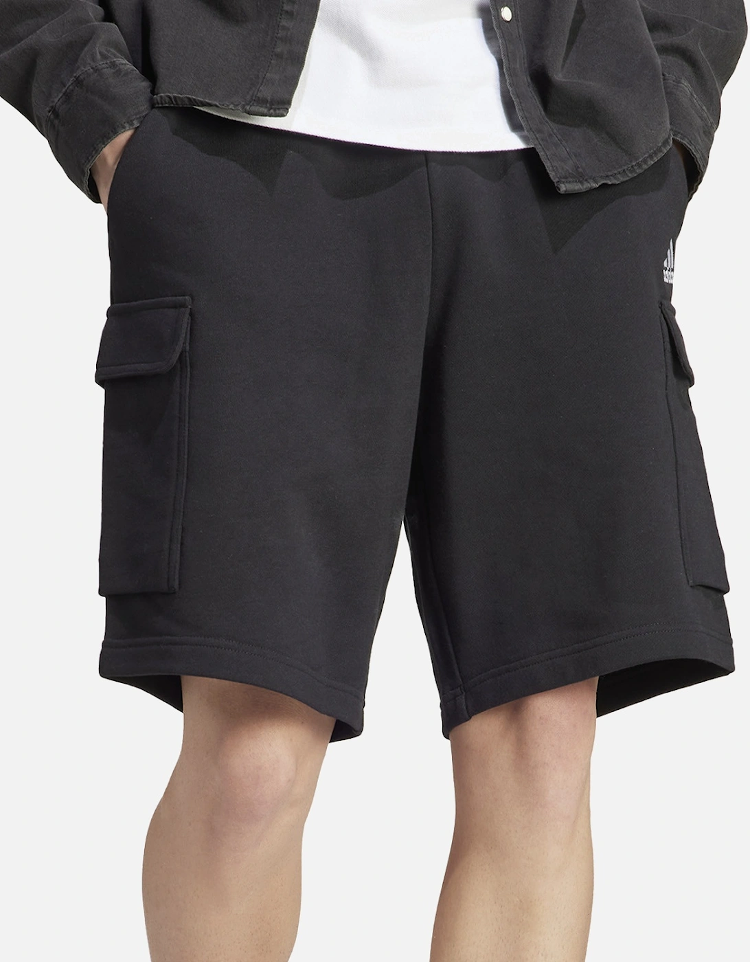 Mens Fleece Cargo Shorts (Black)