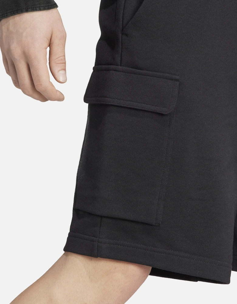 Mens Fleece Cargo Shorts (Black)