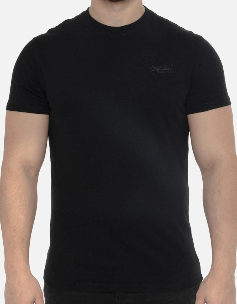 Mens Vintage Embroidered Logo T-Shirt (Black)