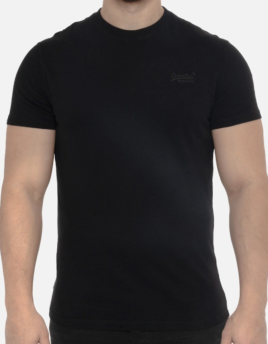 Mens Vintage Embroidered Logo T-Shirt (Black), 7 of 6