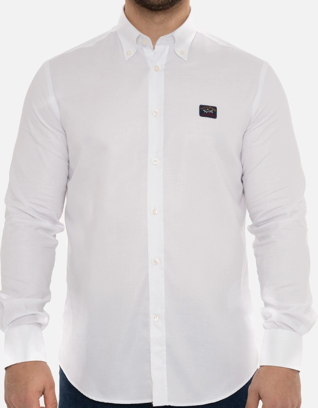 Mens L/S Patch Logo Shirt (White), 7 of 6