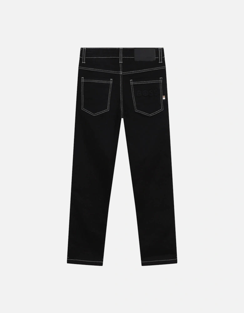 Juniors Embossed Pocket Logo Jeans (Black)