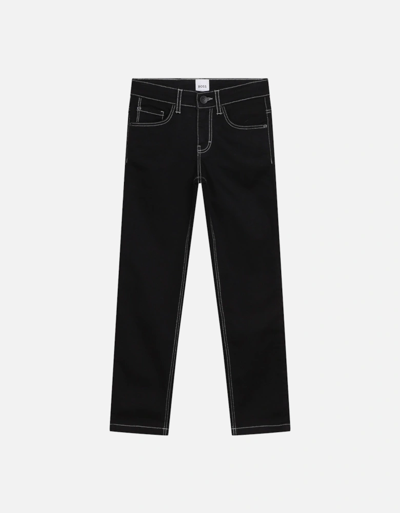 Juniors Embossed Pocket Logo Jeans (Black)