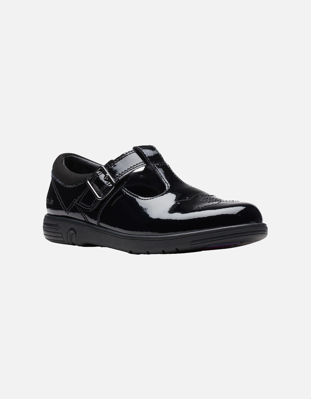 Juniors Jazzy Tap Patent Leather School Shoes (Black)