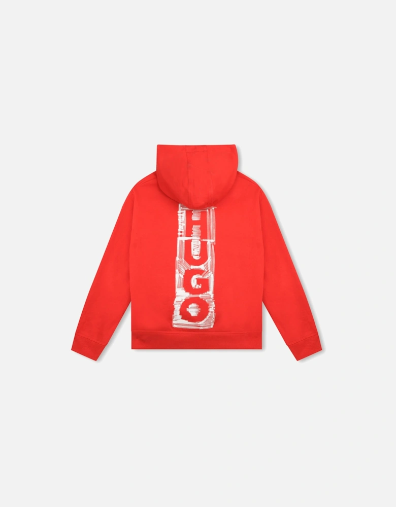 Juniors Vertical Print Logo Hoodie (Red)