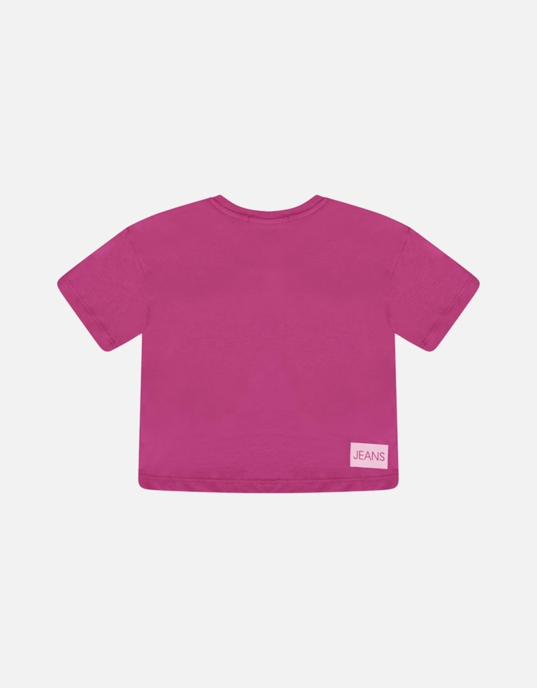 Juniors Girls Colour Block T-Shirt (Pink)