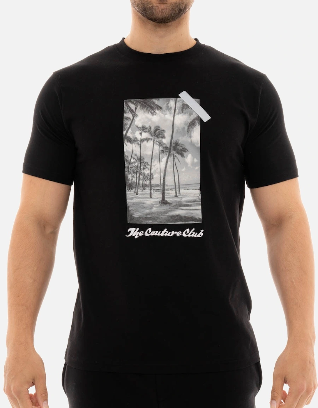 Mens Palm Graphic Slim T-Shirt (Black), 4 of 3