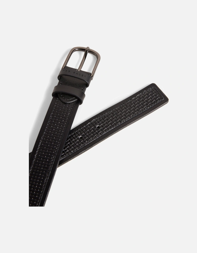 Mens Jawdun Woven Leather Belt (Black)