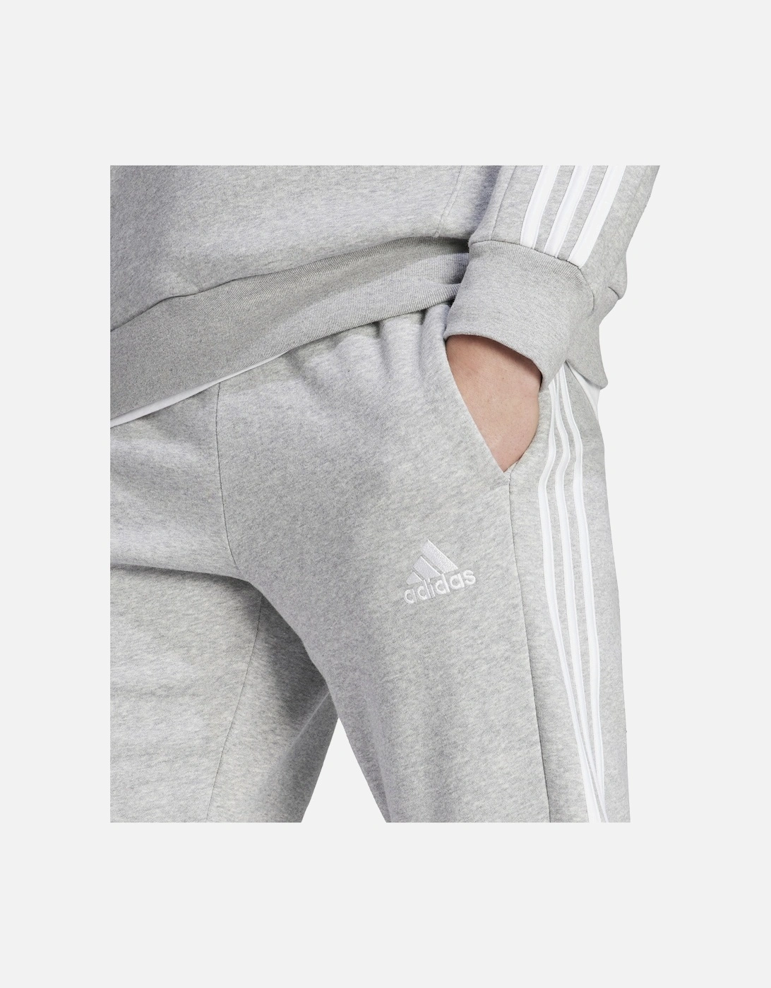 Mens 3-Stripe Fleece Joggers (Grey)