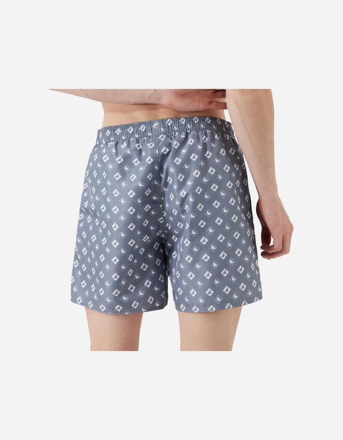 Swimwear Mens Logo Pattern Swim Shorts (Light Blue)