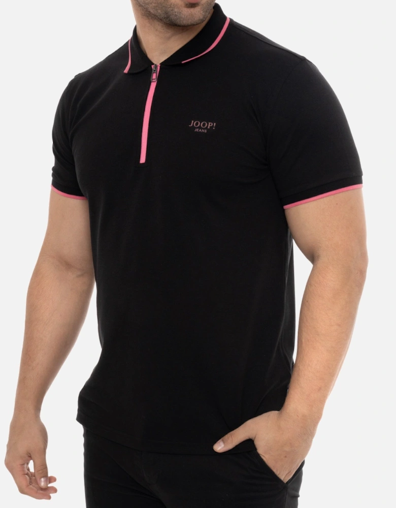 Joop Mens Zip Neck Polo Shirt (Black)