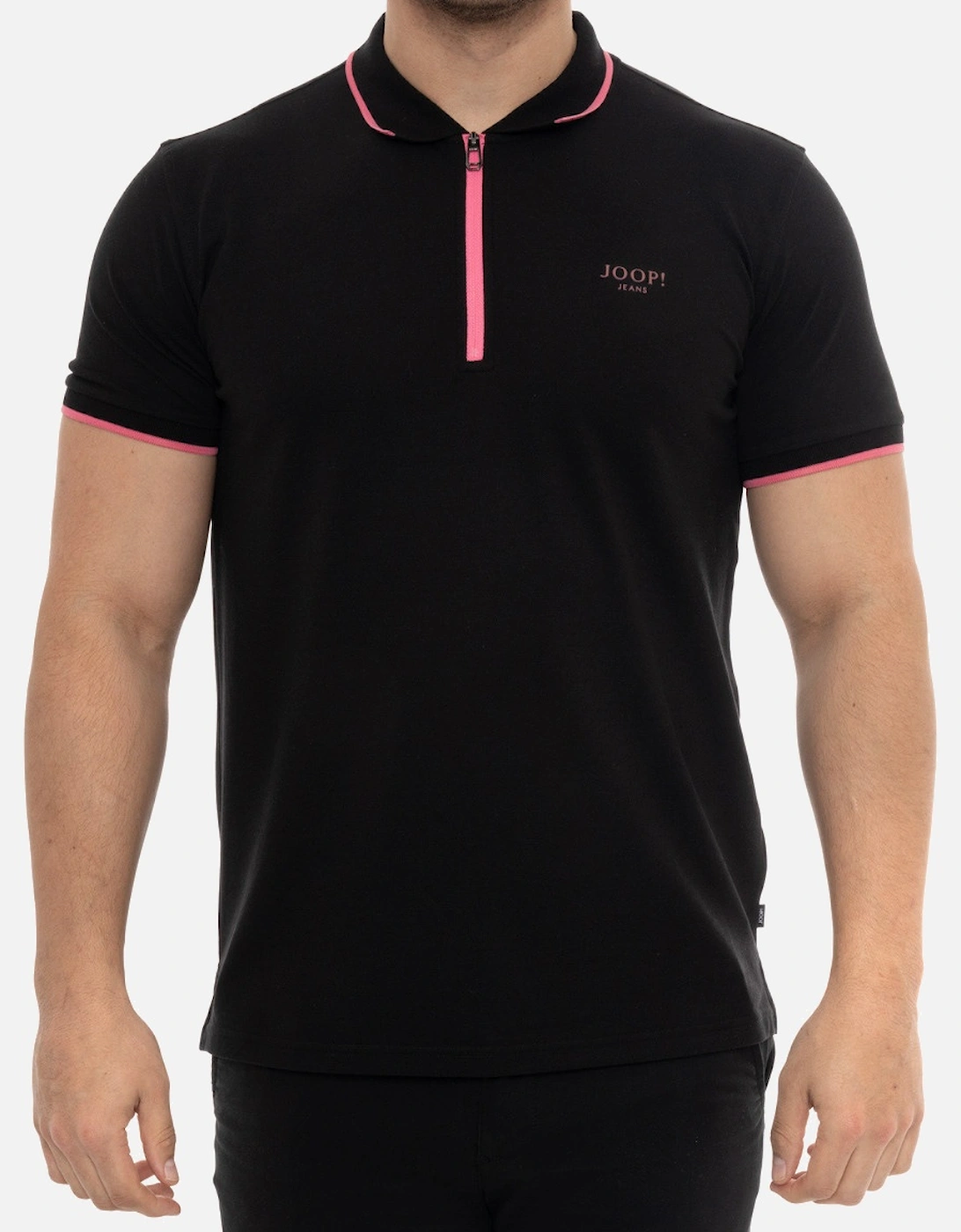 Joop Mens Zip Neck Polo Shirt (Black), 7 of 6
