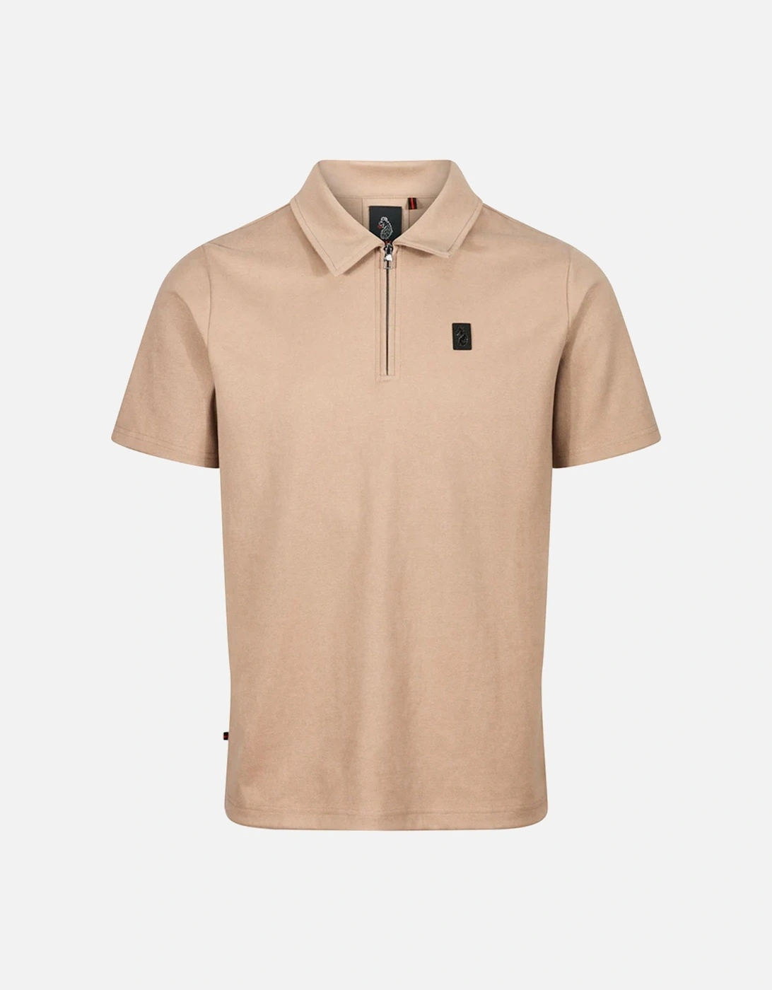 Luke Mens Fairfax Zip Polo Shirt (Oatmeal), 5 of 4