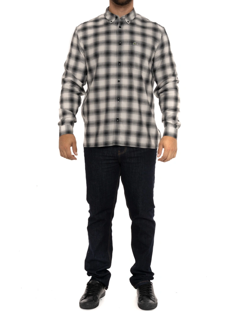 Mens Large Check Pattern Shirt (Grey/Black)